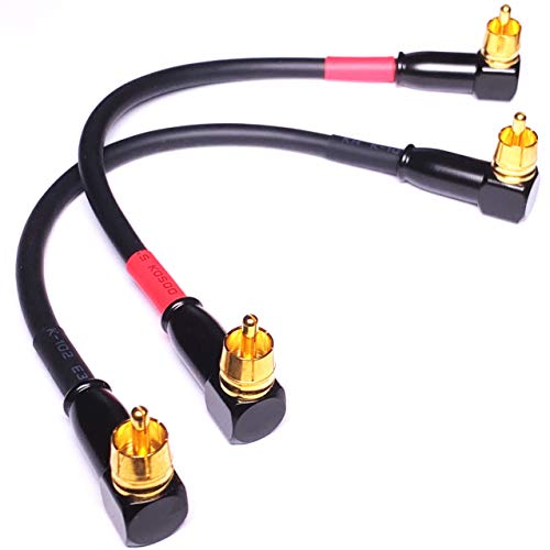 CNCESS CESS-137-6i Right Angle RCA to RCA Preamp Jumpers Male to Male Patch Cable, 2 Pack (6 Inches) - Image 1
