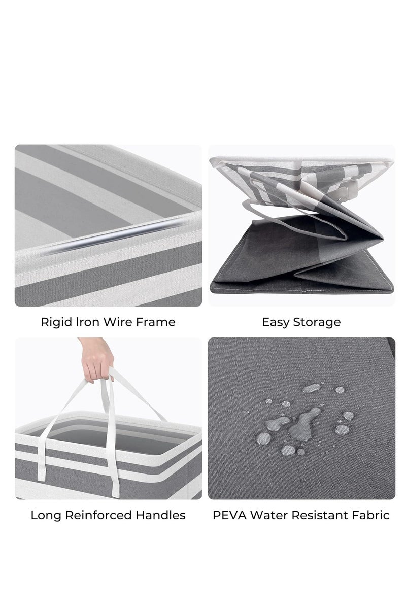 HomeHacks 2 حزمة سلال الغسيل,HomeHacks 2 حزمة سلة الغسيل الكبيرة,مقاومة للماء ومستقلة الغسيل عائق,الملابس الطويلة القابلة للطي عائق مع المقبضات الممتدة للملابس لعب في النوم وفاميلي غرادينت الرمادي, 75L - Image 2