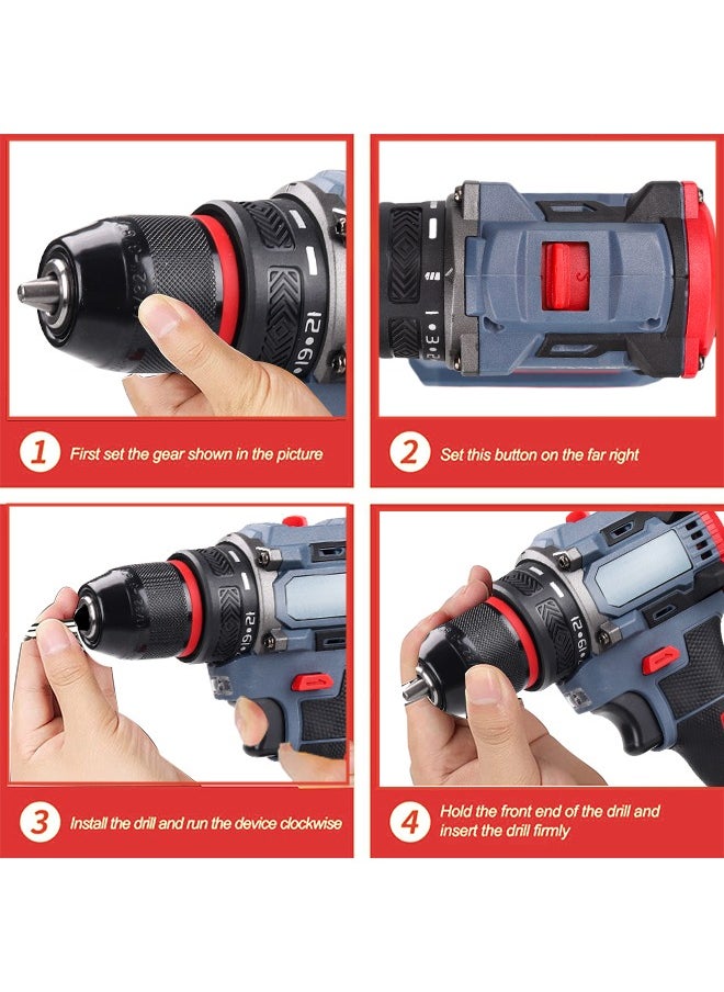 Favarey - 48V Cordless Drill Set, Electric Drill with 2 Batteries and Charger, Electric Screwdriver Power Drill Drivers with 2 Speed, 25 Torque Setting,Storage Case Included - Image 1