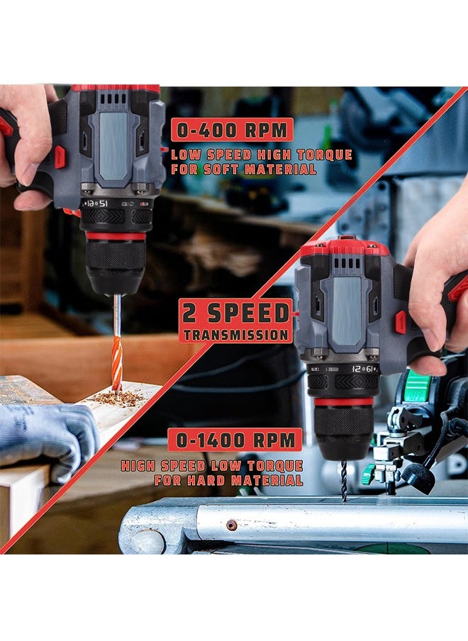 Favarey - 48V Cordless Drill Set, Electric Drill with 2 Batteries and Charger, Electric Screwdriver Power Drill Drivers with 2 Speed, 25 Torque Setting,Storage Case Included - Image 1