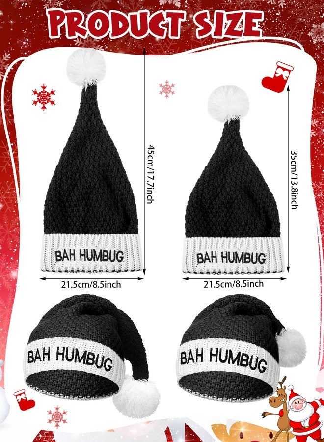 Liitrsh Black Christmas Hat Bah Humbug Santa Claus Hat Warm Thick Comfortable Santa Hats for Adults Christmas Party(17.72 Inches) - Image 2