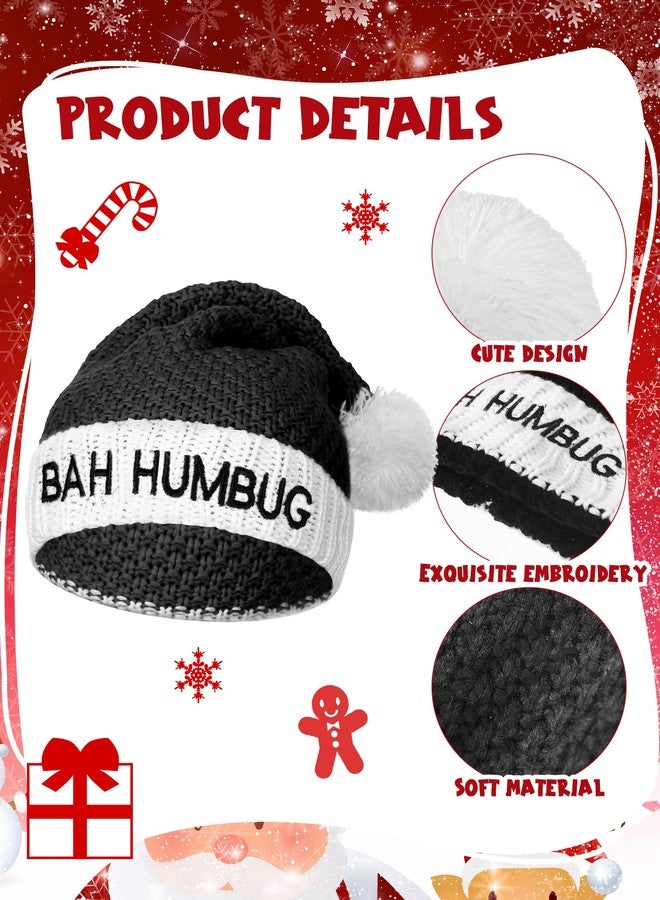 Liitrsh Black Christmas Hat Bah Humbug Santa Claus Hat Warm Thick Comfortable Santa Hats for Adults Christmas Party(17.72 Inches) - Image 3