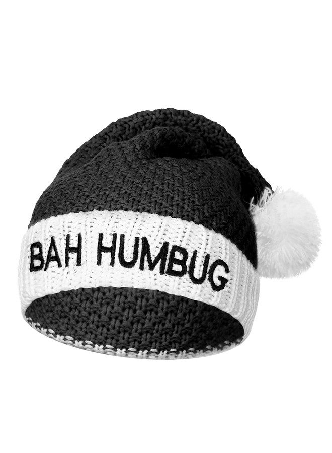 Liitrsh Black Christmas Hat Bah Humbug Santa Claus Hat Warm Thick Comfortable Santa Hats for Adults Christmas Party(17.72 Inches) - Image 1