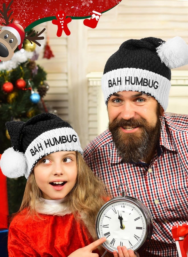Liitrsh Black Christmas Hat Bah Humbug Santa Claus Hat Warm Thick Comfortable Santa Hats for Adults Christmas Party(17.72 Inches) - Image 4