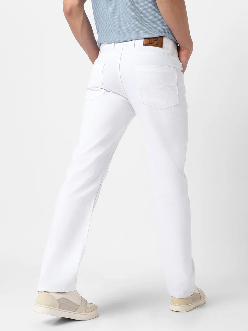 Urbano Fashion  Urbano Fashion Men's White Regular Fit Washed Jeans Stretchable for Men | Best Price UAE