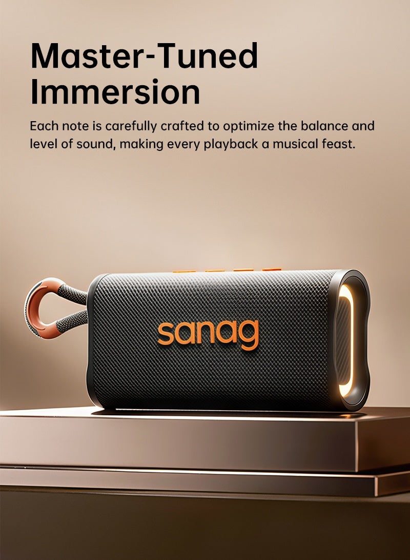 sanag M15 Portable Speaker, Dual 10W Wide Soundstage, Expert-Tuned Bass, 10-Hour All-Day Playback, IPX4 Splashproof, Bluetooth 5.3, Compact Design for Outdoor and Home, Black - Image 3