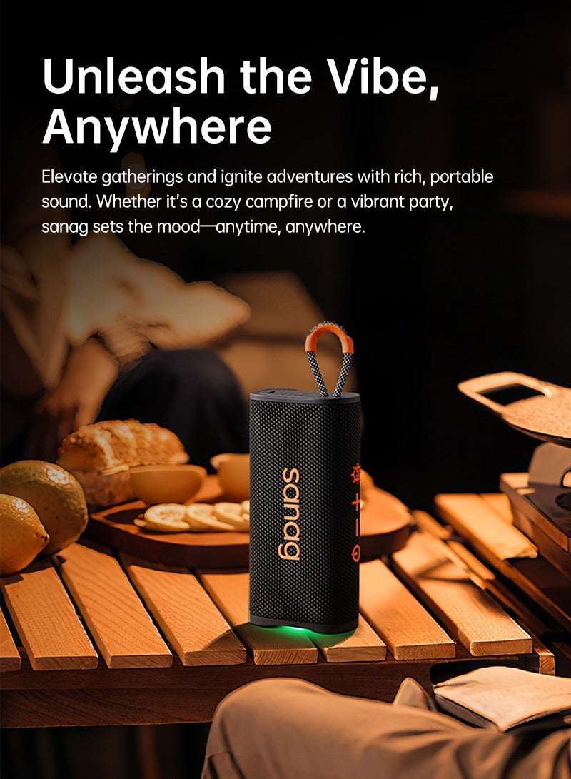 sanag M15 Portable Speaker, Dual 10W Wide Soundstage, Expert-Tuned Bass, 10-Hour All-Day Playback, IPX4 Splashproof, Bluetooth 5.3, Compact Design for Outdoor and Home, Black - Image 4