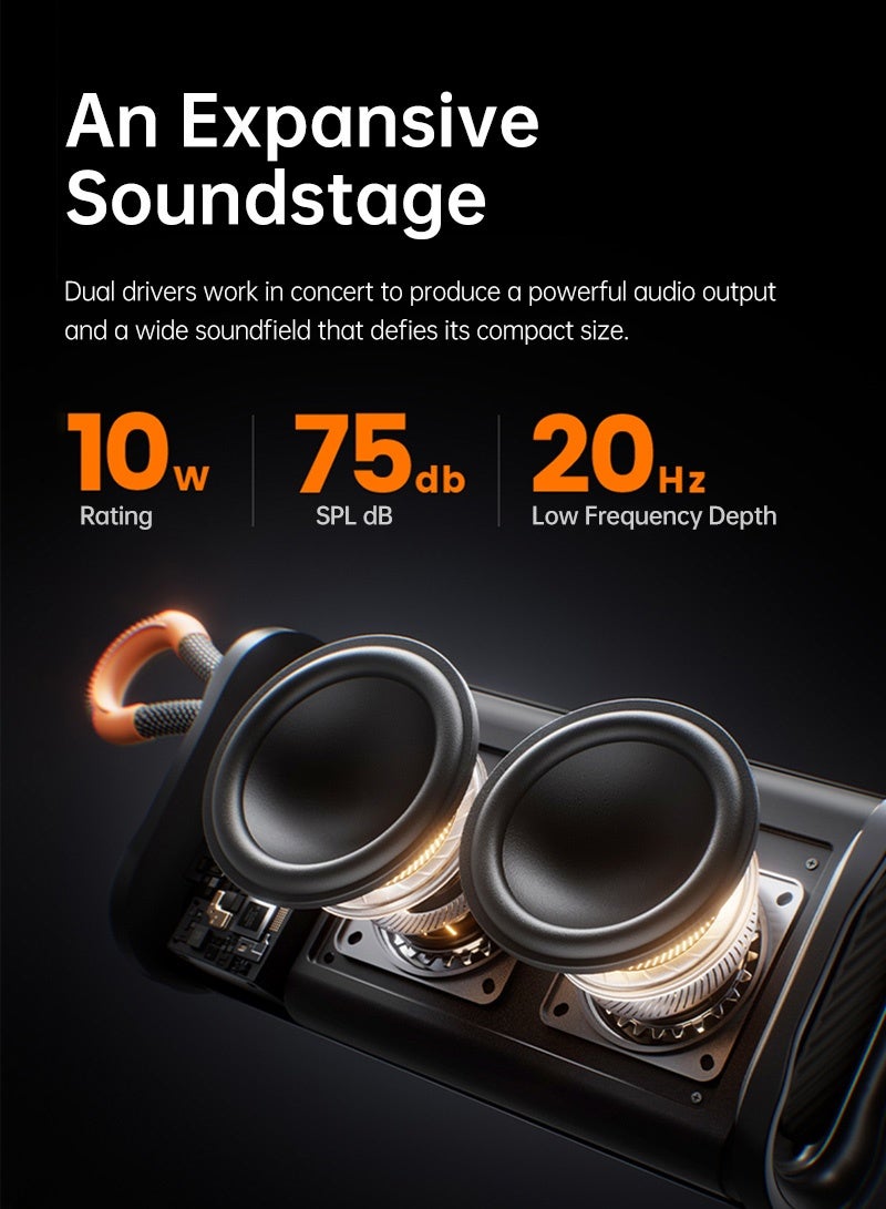 sanag M15 Portable Speaker, Dual 10W Wide Soundstage, Expert-Tuned Bass, 10-Hour All-Day Playback, IPX4 Splashproof, Bluetooth 5.3, Compact Design for Outdoor and Home, Black - Image 5
