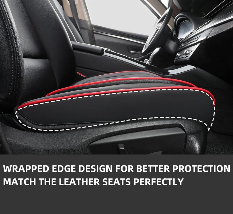 EifBrisa Car Seat Cover Front PU Leather Seat Covers, 2Pcs Universal Bottom Seat Covers for Cars, Red Grid - Image 5