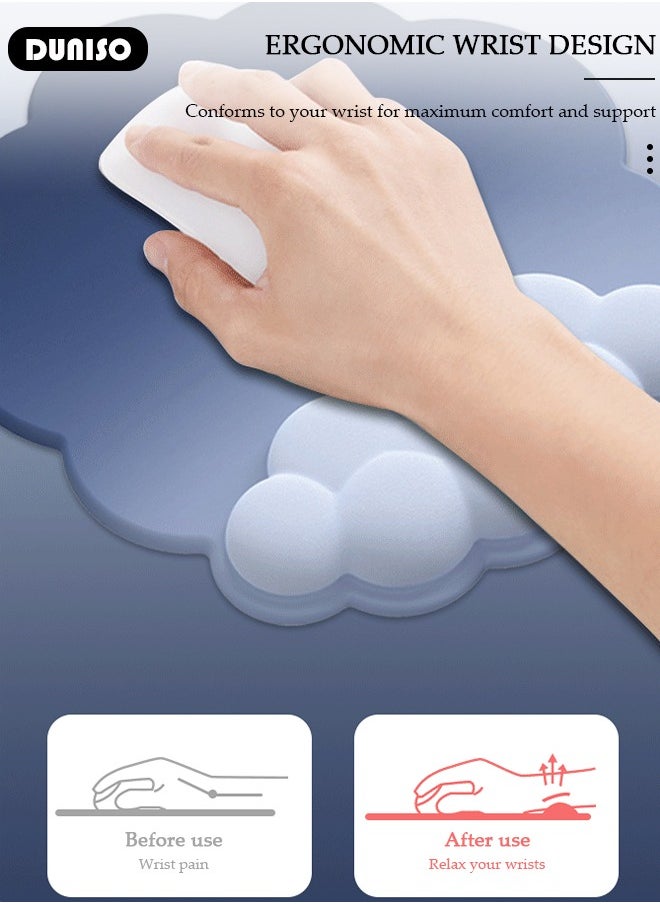 DUNISO Cloud Mouse Pad with Wrist Rest and Keyboard Wrist Rest, Superfine Fiber Soft Memory Foam Wrist Rest for Computer Keyboard with Non-Slip Base for Pain Relief, Ergonomic Mouse pad for Gaming,Office,Home  - Image 3