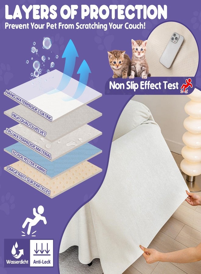 Loiion Sofa Protection Cat, Sofa Cover 2 Seater Couch Protection Cat, Non-Slip Couch Throw, Sofa Cover Waterproof, Protective Cover Sofa for Pets, Children, Cats, Dogs, Beige, 300 x 180 cm - Image 4