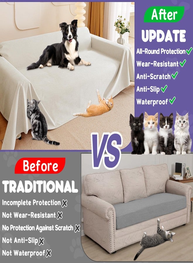 Loiion Sofa Protection Cat, Sofa Cover 2 Seater Couch Protection Cat, Non-Slip Couch Throw, Sofa Cover Waterproof, Protective Cover Sofa for Pets, Children, Cats, Dogs, Beige, 300 x 180 cm - Image 3