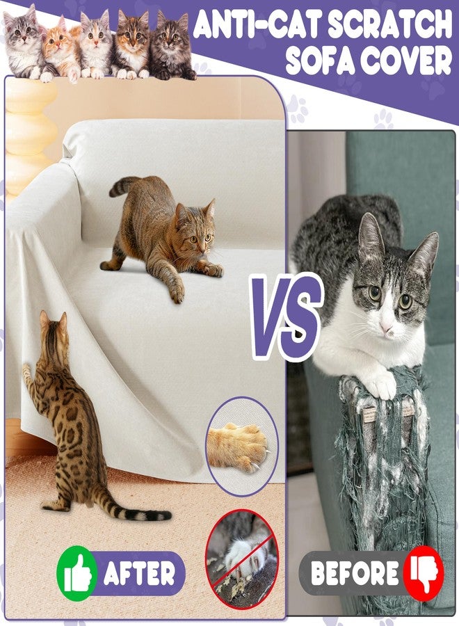 Loiion Sofa Protection Cat, Sofa Cover 2 Seater Couch Protection Cat, Non-Slip Couch Throw, Sofa Cover Waterproof, Protective Cover Sofa for Pets, Children, Cats, Dogs, Beige, 300 x 180 cm - Image 2