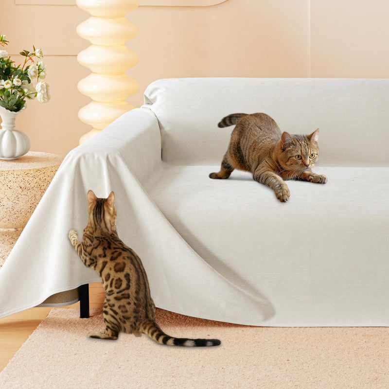 Loiion Sofa Protection Cat, Sofa Cover 2 Seater Couch Protection Cat, Non-Slip Couch Throw, Sofa Cover Waterproof, Protective Cover Sofa for Pets, Children, Cats, Dogs, Beige, 300 x 180 cm - Image 1