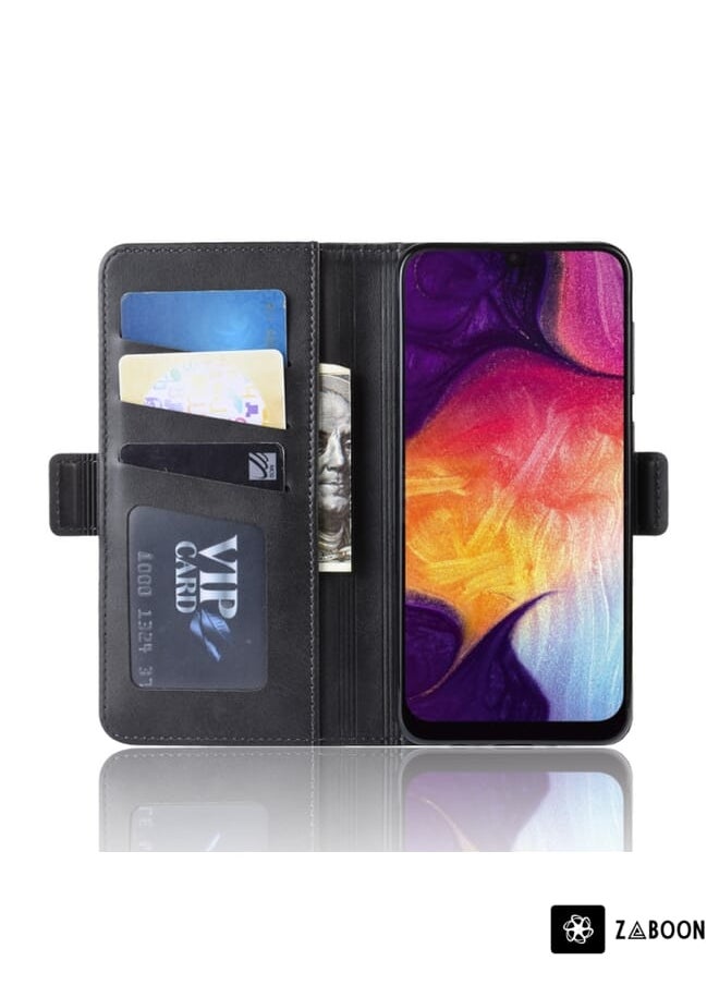 Zaboon - Protective Case For Galaxy A50/ A30s / A50s Double Buckle Crazy Horse Business Mobile Phone Holster with Card Wallet Bracket Function - Image 1