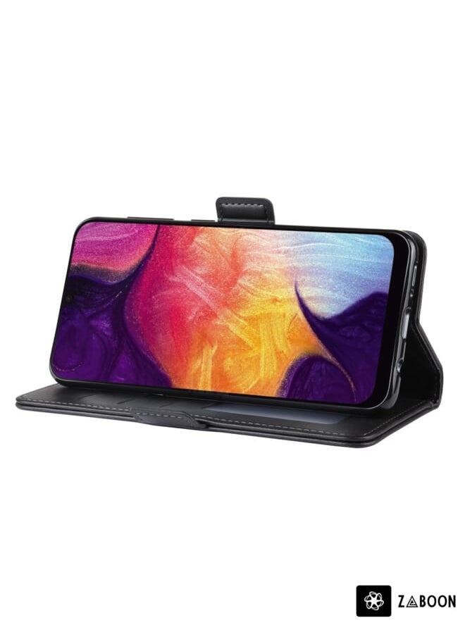 Zaboon - Protective Case For Galaxy A50/ A30s / A50s Double Buckle Crazy Horse Business Mobile Phone Holster with Card Wallet Bracket Function - Image 1