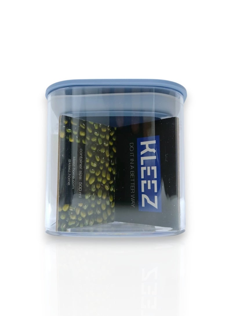 kleez Airtight Food Storage Container Set – 1300cc & 500cc – BPA-Free, Transparent Jars with	Muted blue Lids – Perfect for Storing Coffee, Beans, Pasta, and More – Durable, Stackable, and Ideal for Kitchen & Pantry Organization.  - Image 3