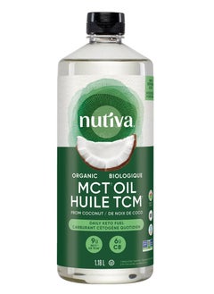 Nutiva Certified Organic MCT Oil, | For Mutliuse | Moisturize Inside & Outside |For Hair Care, Natural Coconut Oil, Moisturizes And Soothes Hair, Moisturizes Hair Oil, Body Oil 1.18L  - Image 1