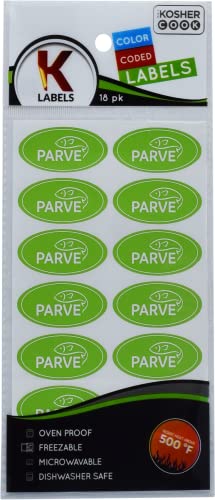 The Kosher Cook Parve Green Labels Oven Proof up to 500°, Freezable, Microwavable, Dishwasher Safe, English and Color Coded Kitchen Stickers (Pack of 36) - Image 4