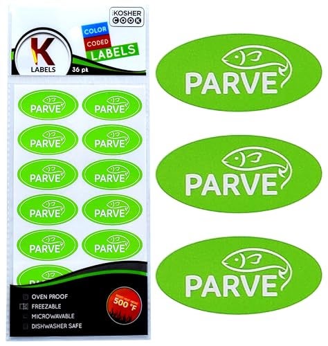 The Kosher Cook Parve Green Labels Oven Proof up to 500°, Freezable, Microwavable, Dishwasher Safe, English and Color Coded Kitchen Stickers (Pack of 36) - Image 5