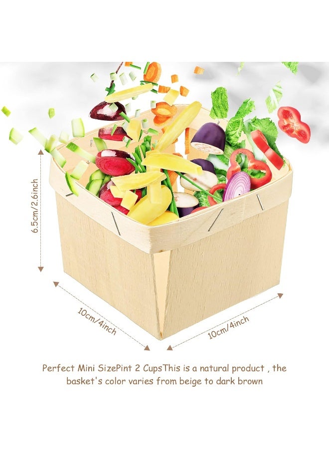 Unittype Unittype 30 Pcs One Pint Wooden Gift Baskets Berry Basket Bulk Square Vented Boxes 4 Inch Small Baskets Container Picking Food Storage Dry Waxed Deli Paper Sheets for Fruit Food Gifts Arts Crafts  - Image 2