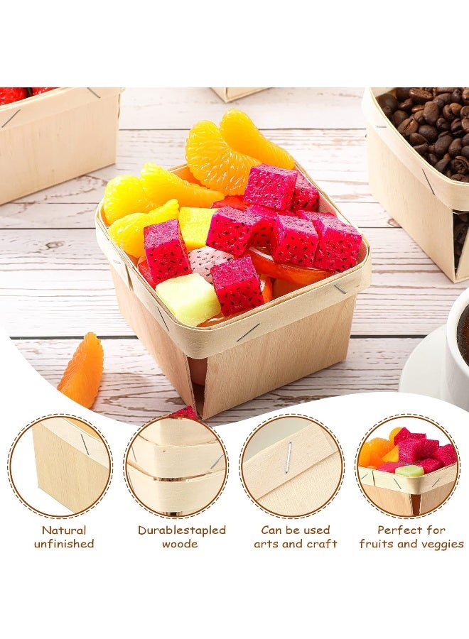 Unittype Unittype 30 Pcs One Pint Wooden Gift Baskets Berry Basket Bulk Square Vented Boxes 4 Inch Small Baskets Container Picking Food Storage Dry Waxed Deli Paper Sheets for Fruit Food Gifts Arts Crafts  - Image 3