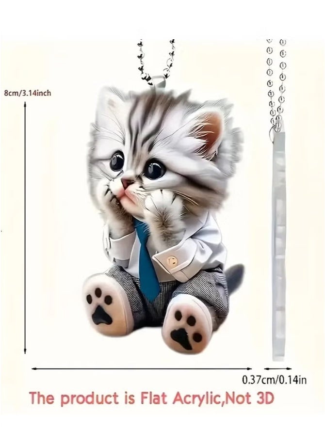 nookly Cute Cat Car Mirror Accessory, Double-Sided Printed Acrylic Charm for Car Keys Bags - Image 5