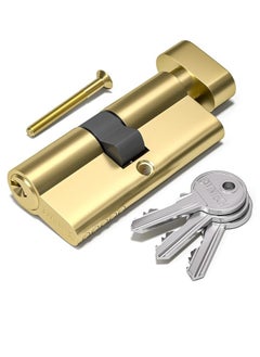 70mm(35T/35) Brass Euro Cylinder Lock,Door Barrel Lock,Thumbturn Knob with 3 Standard Keys,Anti-Pick,Anti-Bump,Anti Drill,High Security for UPVC,Wooden,Composite Doors