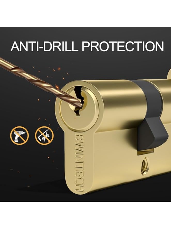 Midwest - 70mm(35T/35) Brass Euro Cylinder Lock,Door Barrel Lock,Thumbturn Knob with 3 Standard Keys,Anti-Pick,Anti-Bump,Anti Drill,High Security for UPVC,Wooden,Composite Doors - Image 1