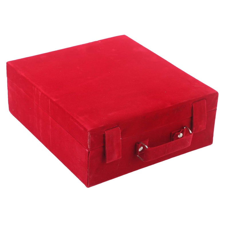 Kuber Industries Kuber Industries Wooden 3 Rod Velvet Bangle Storage Box CTKTC22736 (Maroon)(Square)  - Image 1