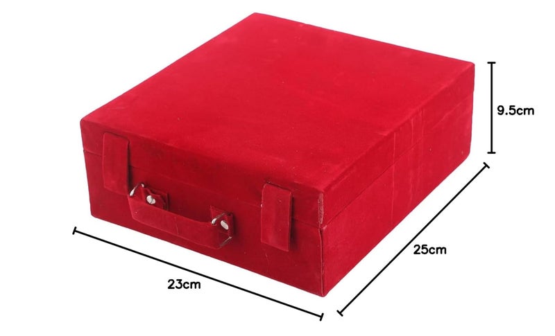 Kuber Industries Kuber Industries Wooden 3 Rod Velvet Bangle Storage Box CTKTC22736 (Maroon)(Square)  - Image 5