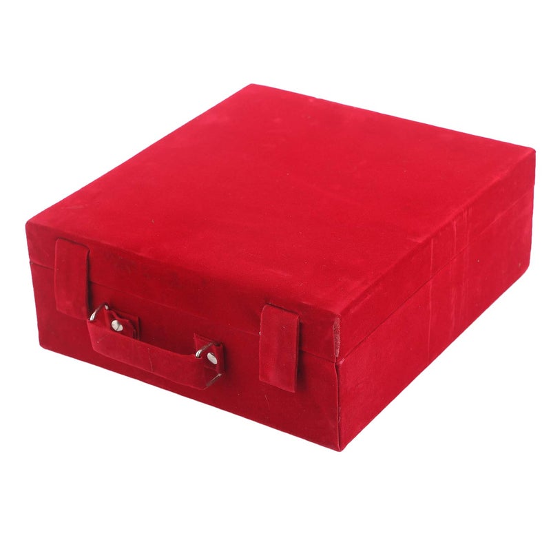 Kuber Industries Kuber Industries Wooden 3 Rod Velvet Bangle Storage Box CTKTC22736 (Maroon)(Square)  - Image 2