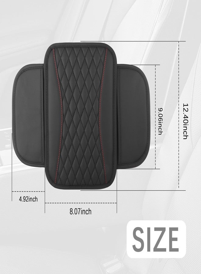 IHOTDER Patchwork Leather Center Console Covers for Cars,Upgraded Arm Rest Cover for Car with Side Storage Pocket for Car Seat Organizer,Middle Console Cover Stylish Car Decoration (Black) - Image 2