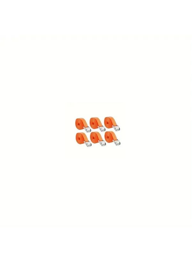 Orange 6 Pack Heavy Duty Cargo Strapping 1M Non Slip Wear Resistant With Metal Buckle - Image 1