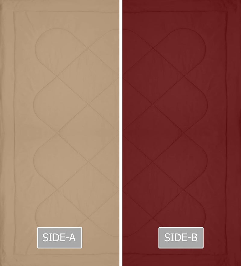 KEA KEA Microfibre Reversible Single Bed ComforterDuvet for All WeatherTaupe Maroon 250 GSMComforter Single  - Image 5