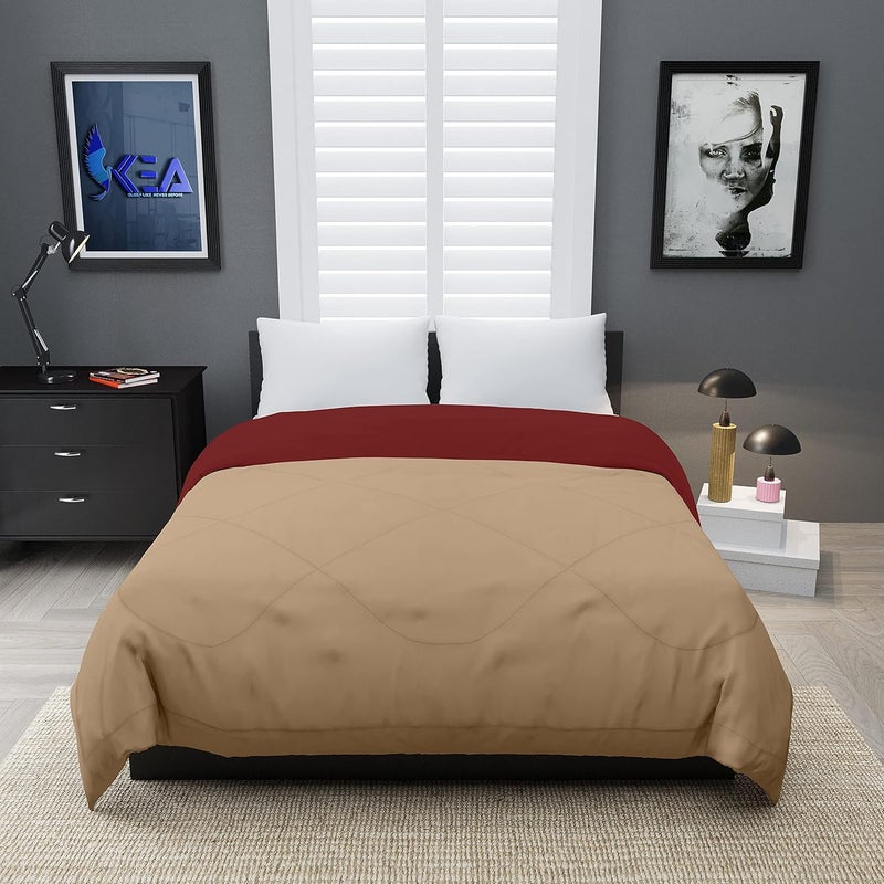 KEA KEA Microfibre Reversible Single Bed ComforterDuvet for All WeatherTaupe Maroon 250 GSMComforter Single  - Image 2