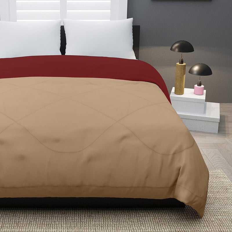 KEA KEA Microfibre Reversible Single Bed ComforterDuvet for All WeatherTaupe Maroon 250 GSMComforter Single  - Image 4
