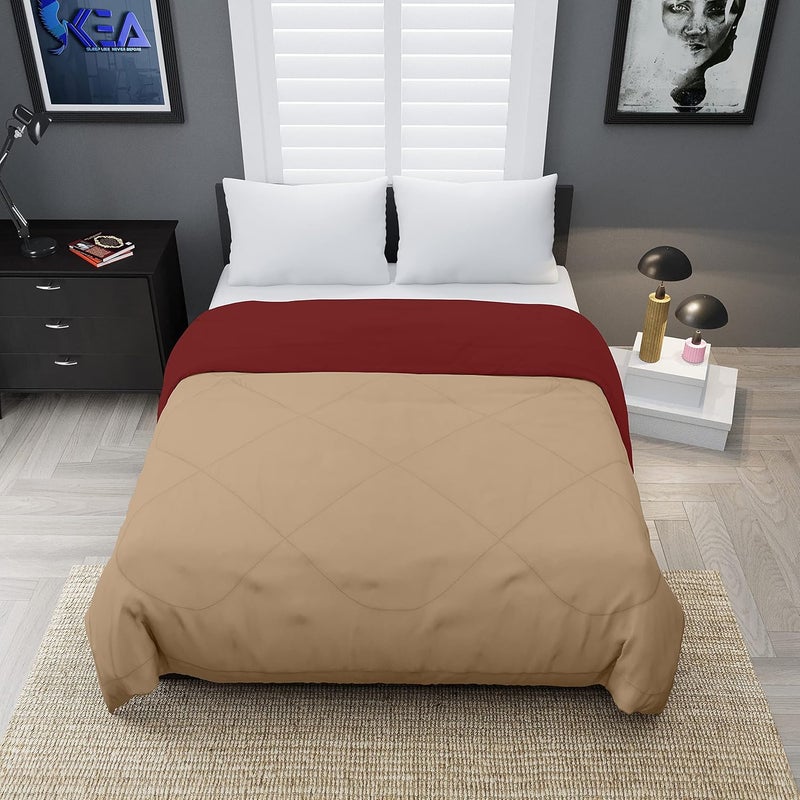 KEA KEA Microfibre Reversible Single Bed ComforterDuvet for All WeatherTaupe Maroon 250 GSMComforter Single  - Image 3
