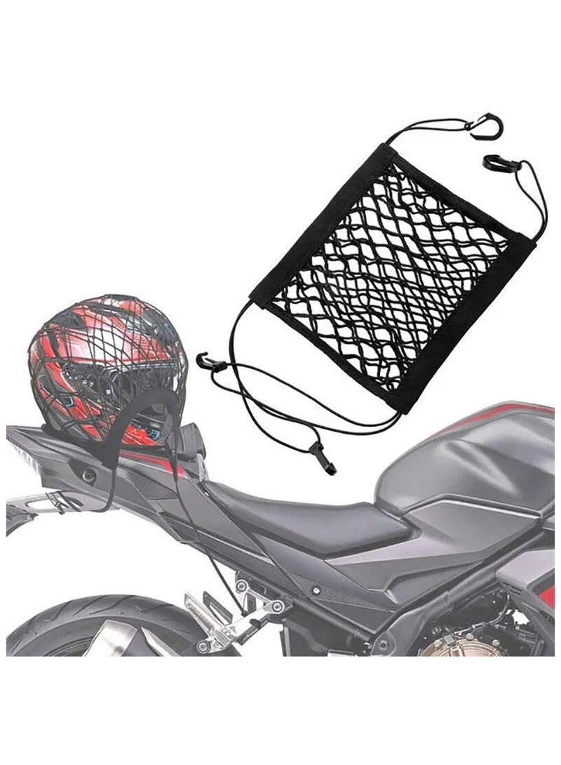 AROAQ Motorcycle Cargo Net - High Elastic Double Layer Net for Helmet Storage, 10"x11" Bungee Cargo Net with Hooks, Luggage Net - Image 1