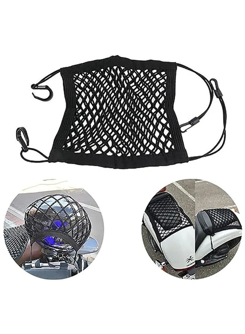 AROAQ Motorcycle Cargo Net - High Elastic Double Layer Net for Helmet Storage, 10"x11" Bungee Cargo Net with Hooks, Luggage Net - Image 2