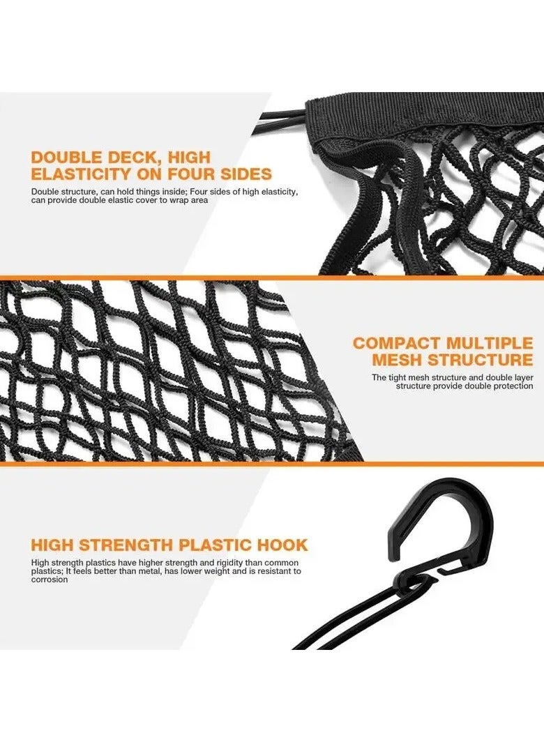 AROAQ Motorcycle Cargo Net - High Elastic Double Layer Net for Helmet Storage, 10"x11" Bungee Cargo Net with Hooks, Luggage Net - Image 5