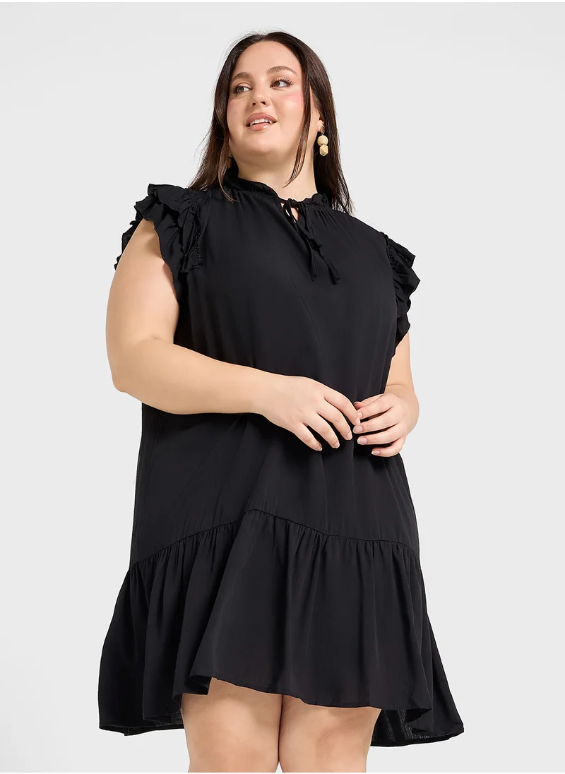 Ginger Plus Frill Detail A Line Dress