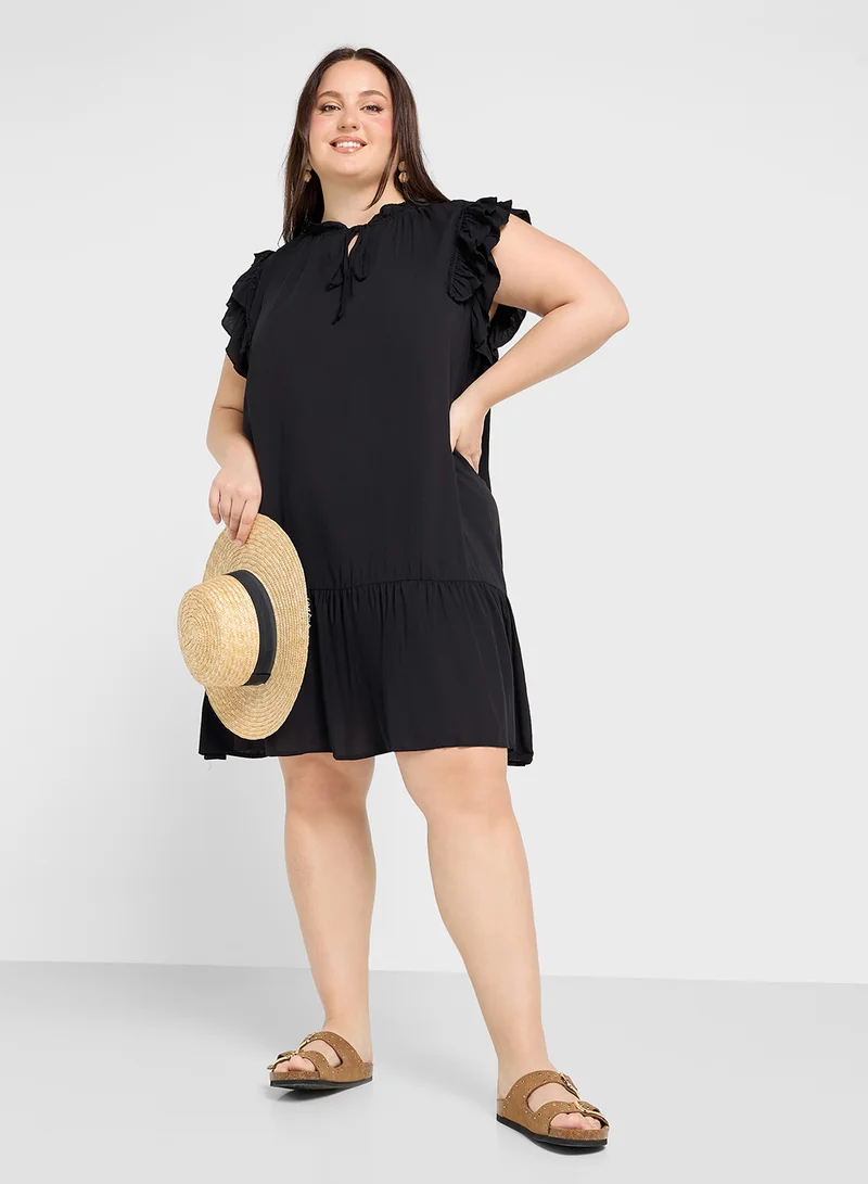 جينجر بلس Ruffled Cap Sleeve Dress