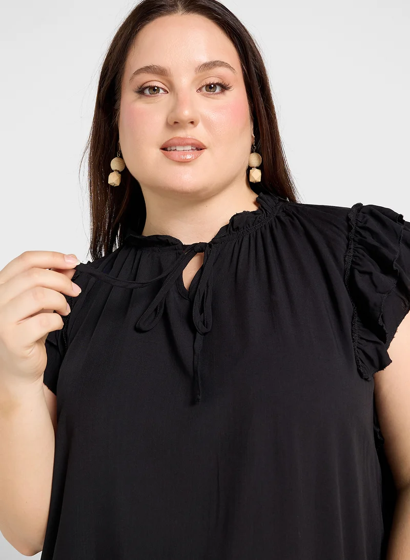 جينجر بلس Ruffled Cap Sleeve Dress