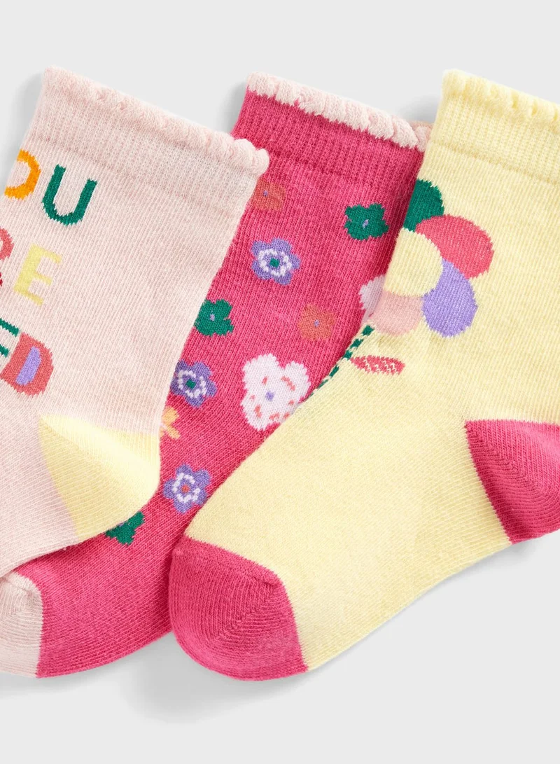 mothercare Kids 3 Pack Assorted Socks