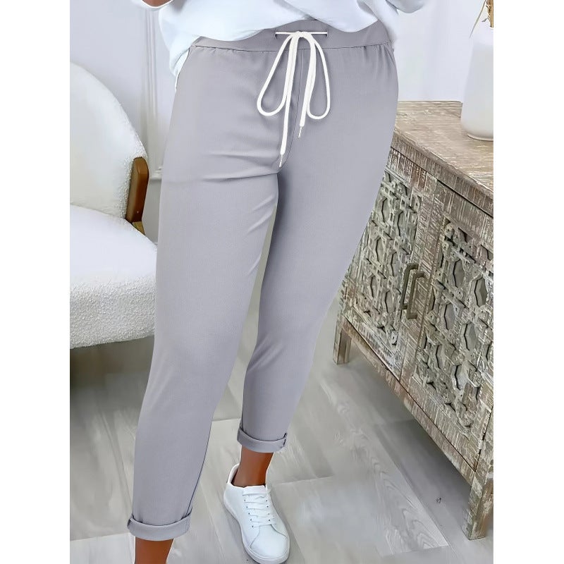 Women's Casual Tapered Drawstring Pants with Pockets - Image 4