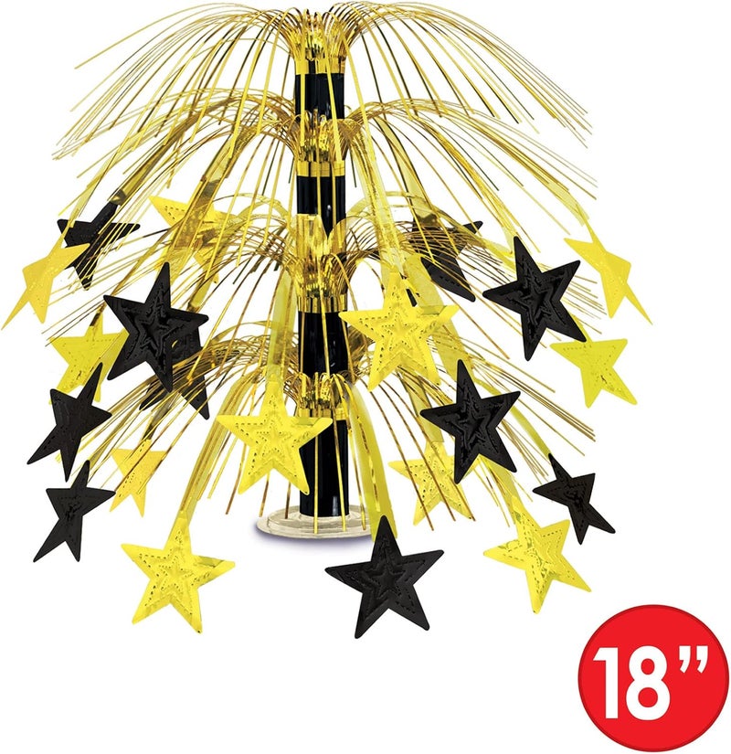 Beistle Star Cascade Centerpiece in Black and Gold for Celebrations - Image 2
