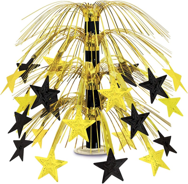 Beistle Star Cascade Centerpiece in Black and Gold for Celebrations - Image 1