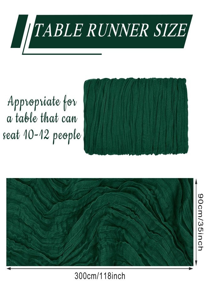 KEEPSHOWING 12 Pack Cheesecloth Table Runner 10Ft Christmas Gauze Boho Table Runners for Wedding Decor Bridal Shower Decorations Baby Shower Party(35" x 120")(EmeraldGreen) - Image 2