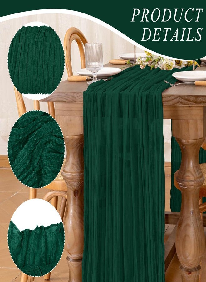 KEEPSHOWING 12 Pack Cheesecloth Table Runner 10Ft Christmas Gauze Boho Table Runners for Wedding Decor Bridal Shower Decorations Baby Shower Party(35" x 120")(EmeraldGreen) - Image 3